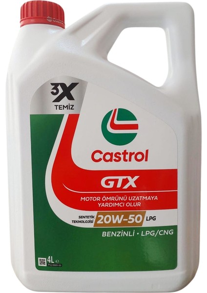 Gtx 20W-50 Lpg 4 Lt Motor Yağı (Ü.T:19.06.2025)