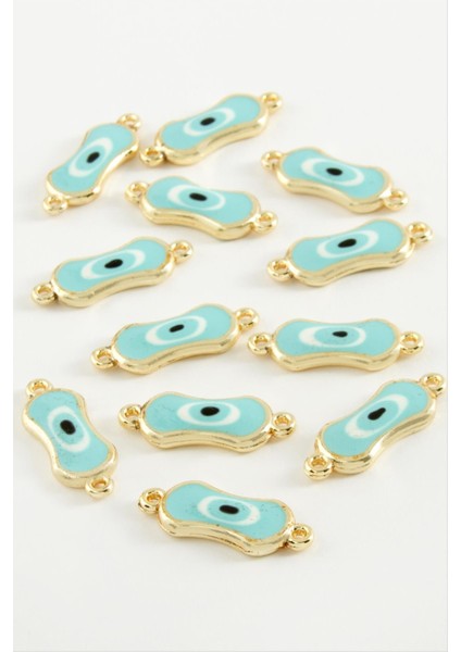 Wizard Oval Nazar Çift Kulplu Mineli Bileklik ve Kolye Ucu Aparatı 1 Adet-Turkuaz fiyatları