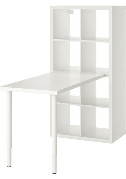 Kitaplıklı Çalışma Masası, Beyaz, 77X139X147 cm