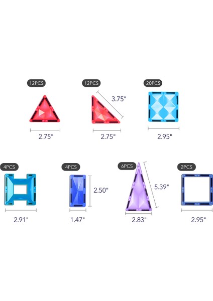 Renkli Magnetic Tiles - 60 Parça