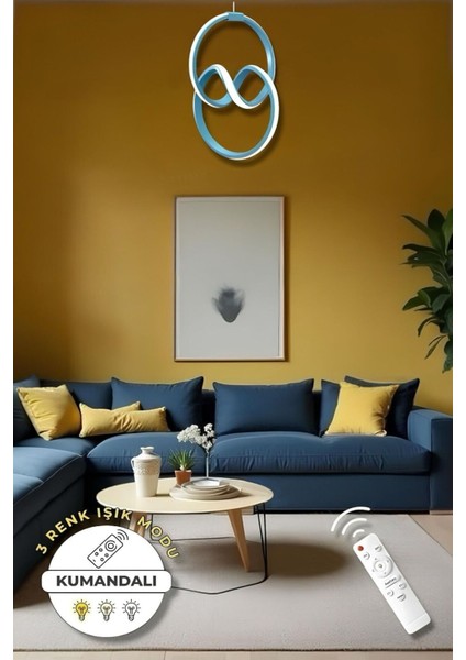 Eva Mavi Kumandalı 3 Renk Modern Sarkıt LED Avize fırsatları