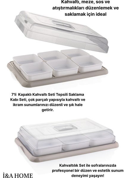 6' Lı Bej Kahvaltılık Seti Tepsili Kahvaltı Saklama Kabı Sunum Seti fiyatları
