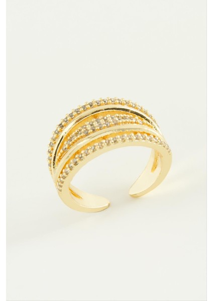 Wizard 5 Sıra Zirkon Taşlı Yüzük-Gümüş Rengi