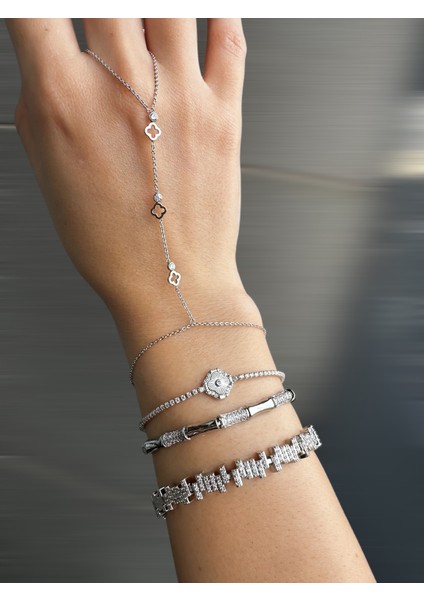 Vıp Seri Gümüş Renk 4’lü Çelik Bileklik & Şahmeran Seti - Kararma Yapmaz