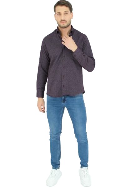 Erkek Mürdüm Kumlu Kışlık Cepli Klasik Kesim Yaka Düğmeli Gömlek fiyatları