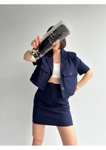 %100 Pamuk Gabardin Etek Ceket Ikili Takım