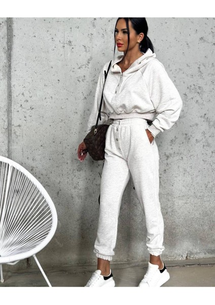 Kapişonlu Yarasa Kol Şardonsuz Eşofman Takımı fiyatları