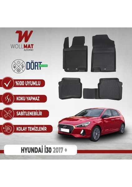 Hyundai I30 Uyumlu Paspas 2017 2025 Arası 3D Havuzlu Paspas Seti