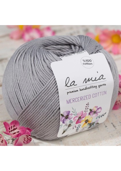 La Mia Mercerized Cotton Gri El Örgü Ipi - 232 - 33578
