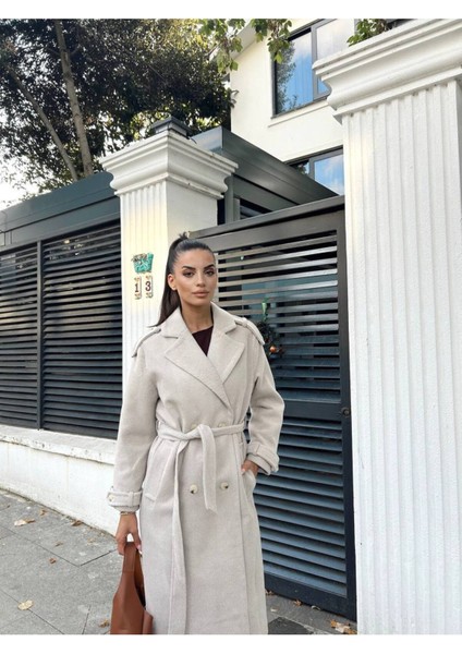 Kuşaklı Kabanlar Astarlıdır Apoletli Uzun Kaşe Kaban