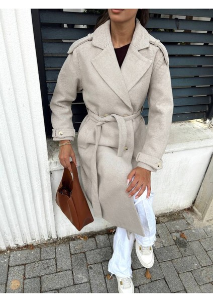 Kuşaklı Kabanlar Astarlıdır Apoletli Uzun Kaşe Kaban modelleri