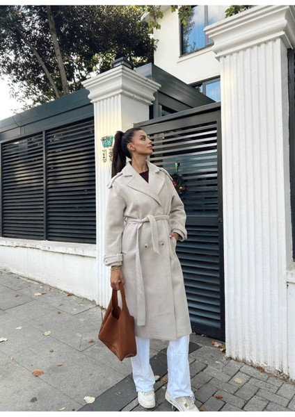 Kuşaklı Kabanlar Astarlıdır Apoletli Uzun Kaşe Kaban indirimleri