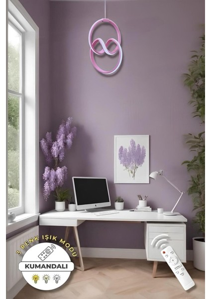 Eva Pembe Kumandalı 3 Renk Modern Sarkıt LED Avize modelleri