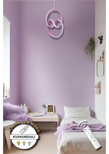 Eva Pembe Kumandalı 3 Renk Modern Sarkıt LED Avize fırsatları