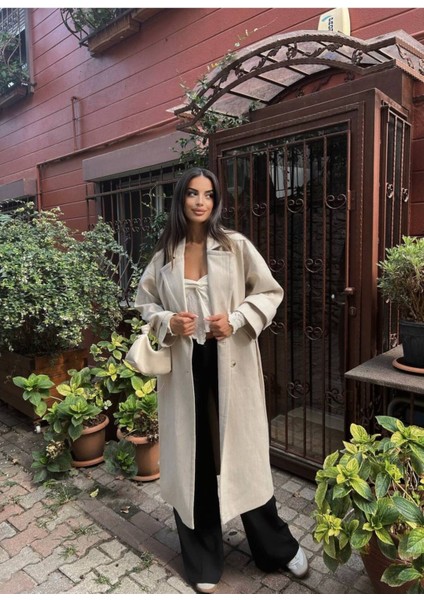 Kuşaklı Kruvaze Yaka Astarlı Kabanlar modelleri