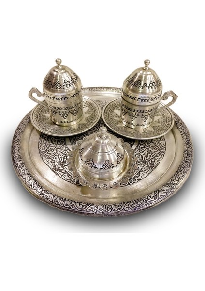 El Yapımı Bakır Kahve Fincan Takımı (2 Fincanlı Takım)