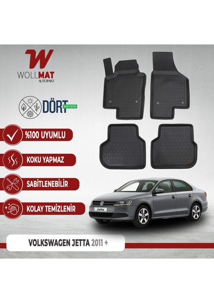 Volkswagen Jetta Paspas 2011 2019 Arası Uyumlu 3D Havuzlu Paspas Seti
