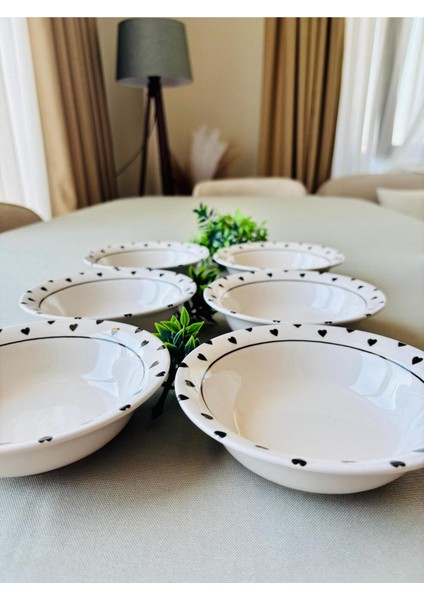 Siyah Kalp Model Modern 6 Adet Çorba Kasesi fiyatları
