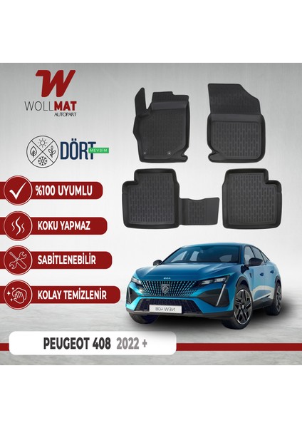 Peugeot 408 Paspas 2023 Sonrası 3D Havuzlu Paspast Seti