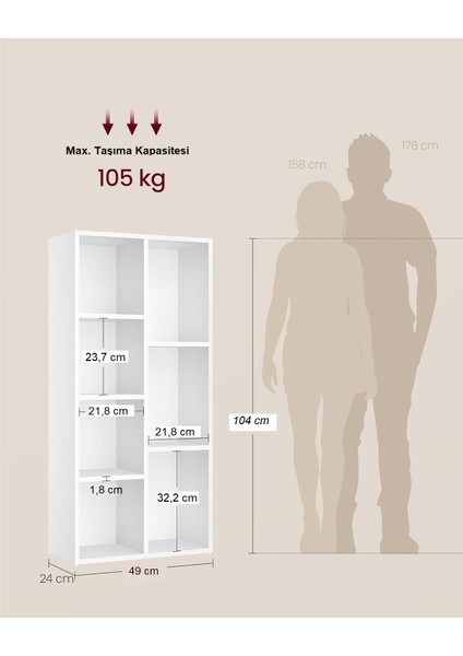 Kitaplık Ofis Dolabı Çok Amaçlı Raf 7 Bölmeli