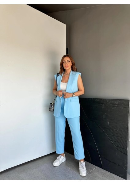 Zr Model Marka Vatkalı Yelek Pantolon Takım - Havuç Pantolon Uzun Yelek Düz Renk Takım