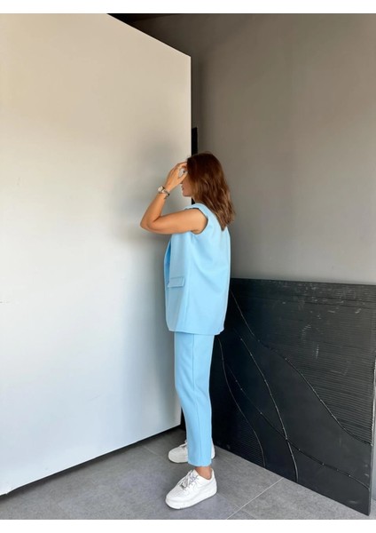 Zr Model Marka Vatkalı Yelek Pantolon Takım - Havuç Pantolon Uzun Yelek Düz Renk Takım