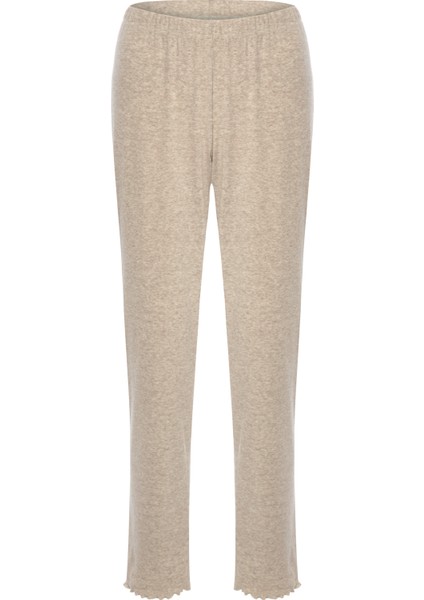 Kadın Pamuklu Çıtır Çiçek Desenli Baby Overloklu Fiyonk Detaylı Uzun Kollu Pijama Takımı