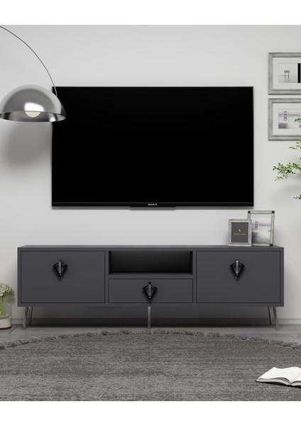 1312DROPCT-32 Tv Sehpası Antrasit-Gümüş