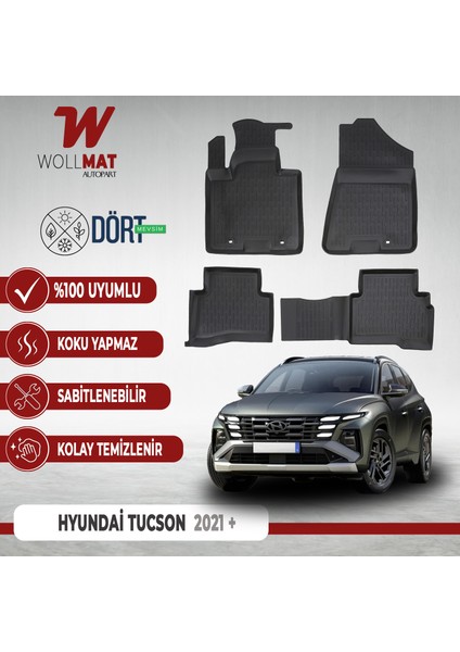 Hyundai Tucson Paspas 2021 Sonrası 3D Havuzlu Paspas Seti