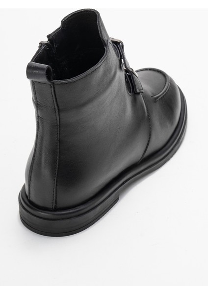 Kadın Bilek Boy Düz Taban Bot Gerçek Deri Rc 40236 Siyah modelleri