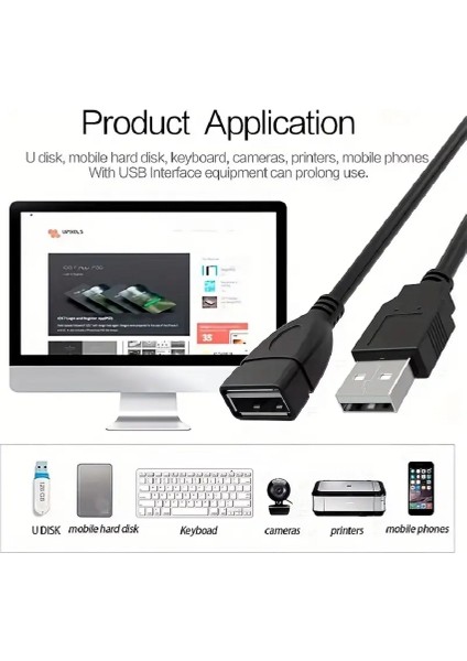 5 Metre USB Uzatma Kablosu 5mt Erkek-Dişi LED Işıklar Oyun Konsolları Xbox Yüksek Hızlı USB Kablosu
