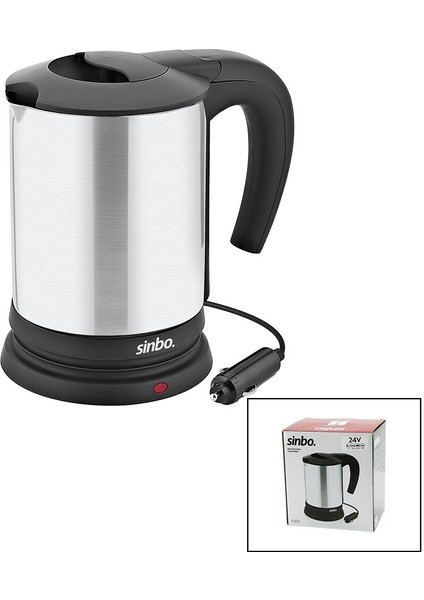 Sinbo SK-8034 24V Araç Içi Kettle Paslanmaz Çelik Su Isıtıcısı 0.8lt 200W Çakmaklık Fişli Plastik Kapak - Kulp (5264)