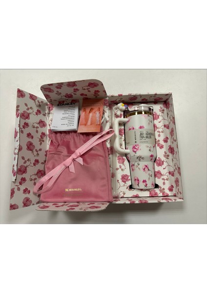 Loveshackfancy Desenli 1.18L Termos Bardak – Pembe Güllü, Pipetli (Quencher H2.0) fiyatları