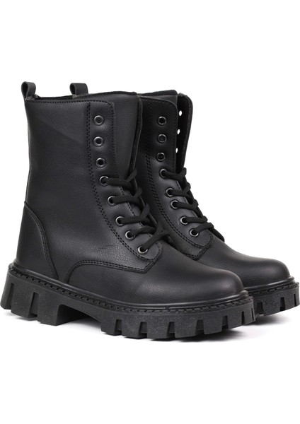 Kadın Siyah Postal Bot – Kalın Taban Fermuarlı Bağcıklı Rahat Günlük Şık ve Dayanıklı fiyatları
