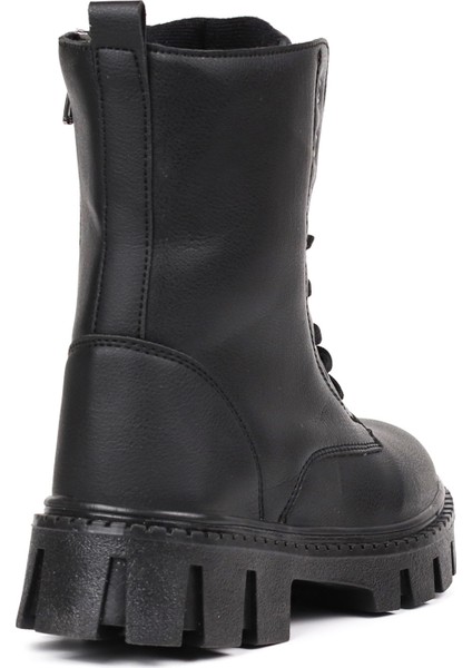 Kadın Siyah Postal Bot – Kalın Taban Fermuarlı Bağcıklı Rahat Günlük Şık ve Dayanıklı indirimleri