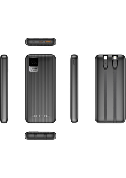 AG03-002 10.000 mAh P.Bank 22.5W 2 Type-C + 1 USB Çıkışlı Siyah