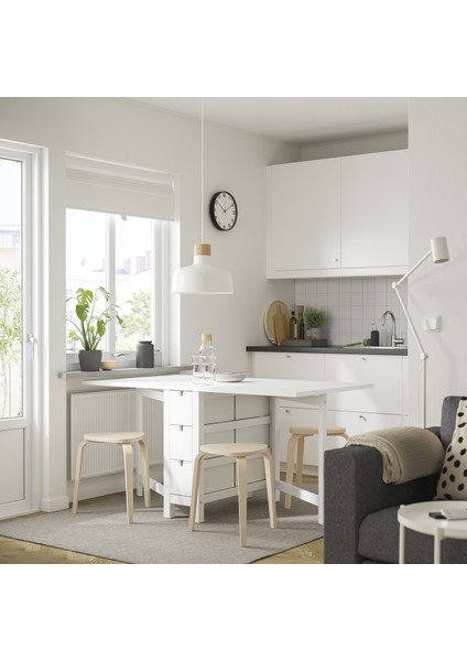 Mutfak Masası Takımı, Beyaz-Huş, 4 Tabureli, Katlanabilir fiyatları