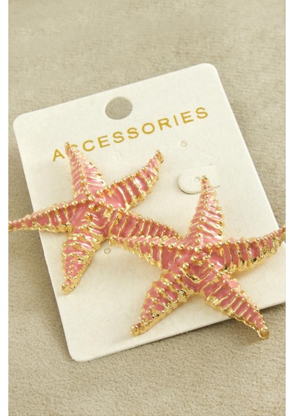 Wizard Deniz Yıldızı Mineli Zr Model Küpe-Pembe