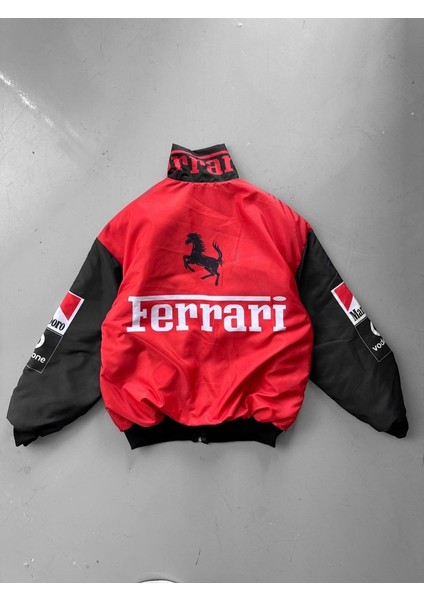 Ferrari Motosport Kalın Içi Astarlı Kışlık Boomer Yağmurluk Ceket