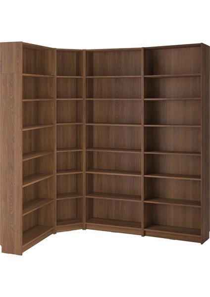 Köşe Kitaplık, Kahverengi Ceviz Görünüm, 215/135X28X237 cm