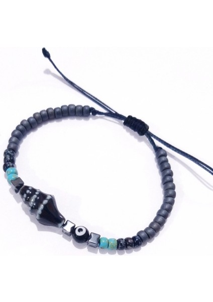 Seramik Deniz Kabuğu Hematit Nazar ve Miyuki Round Boncuklu Unisex Bileklik fırsatları
