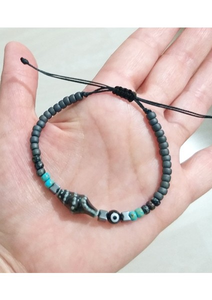 Seramik Deniz Kabuğu Hematit Nazar ve Miyuki Round Boncuklu Unisex Bileklik