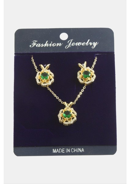 Gül Zirkon Taşlı Set Kolye fırsatları