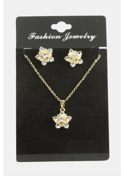Çiçek Zirkon Taşlı Set Kolye modelleri