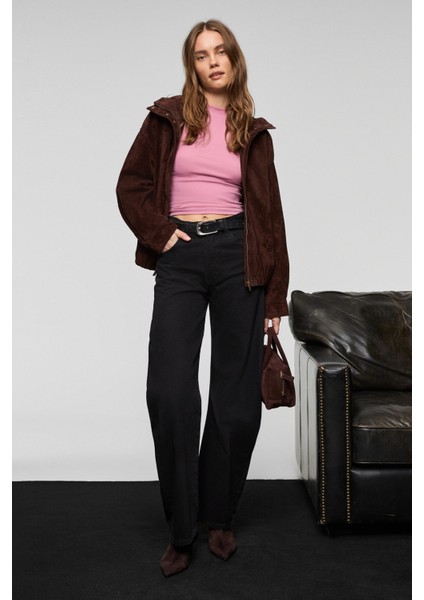 GRIGROS Kadın Esnek Kumaşlı Vücuda Oturan Slim Fit Uzun Kollu Lila T-Shirt indirimleri