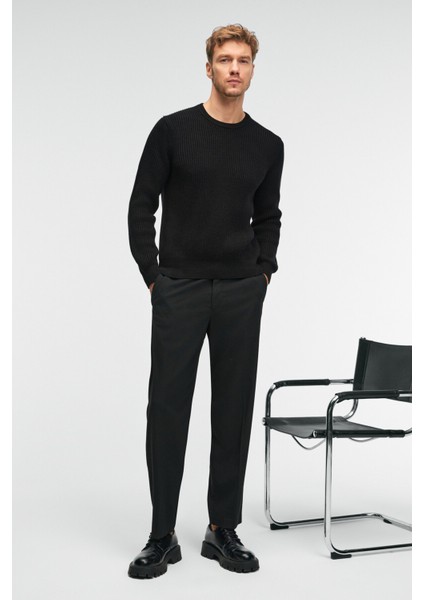 CABLIN Erkek Yuvarlak Yaka Regular Fit Triko Siyah Kazak fırsatları