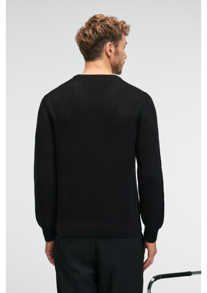 CABLIN Erkek Yuvarlak Yaka Regular Fit Triko Siyah Kazak