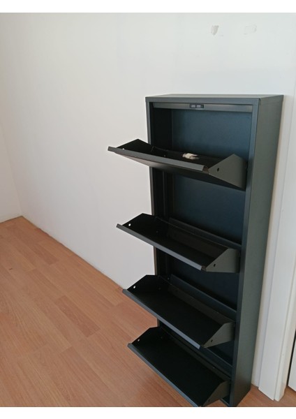 4'lü (Kapaklı) Metal Ayakkabılık Antrasit fırsatları