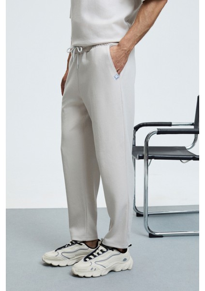 BARNABY Erkek Kolu ve Pantolon Cebi Süs Etiket Detaylı Yuvarlak Yaka Gri Alt-Üst Takım