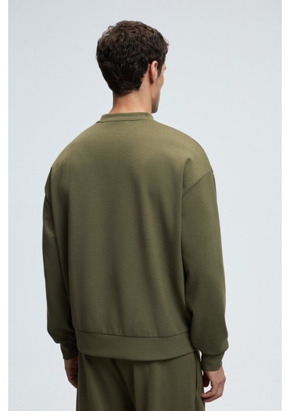 VIENTO Erkek Bisiklet Yaka Uzun Kollu Regular Fit Haki Sweatshirt